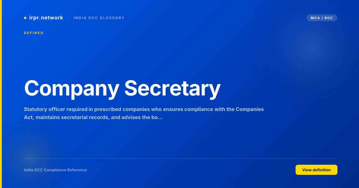 Company Secretary - India GCC compliance term