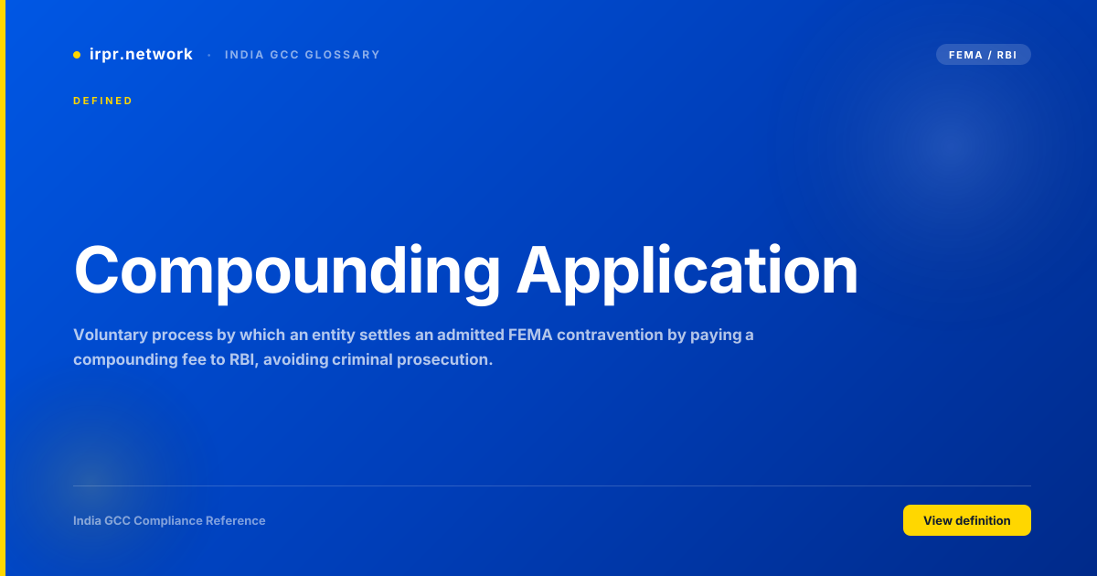 Compounding Application - India GCC compliance term