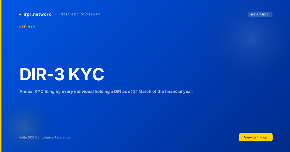 DIR-3 KYC - India GCC compliance term