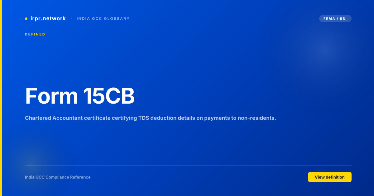 Form 15CB - India GCC compliance term