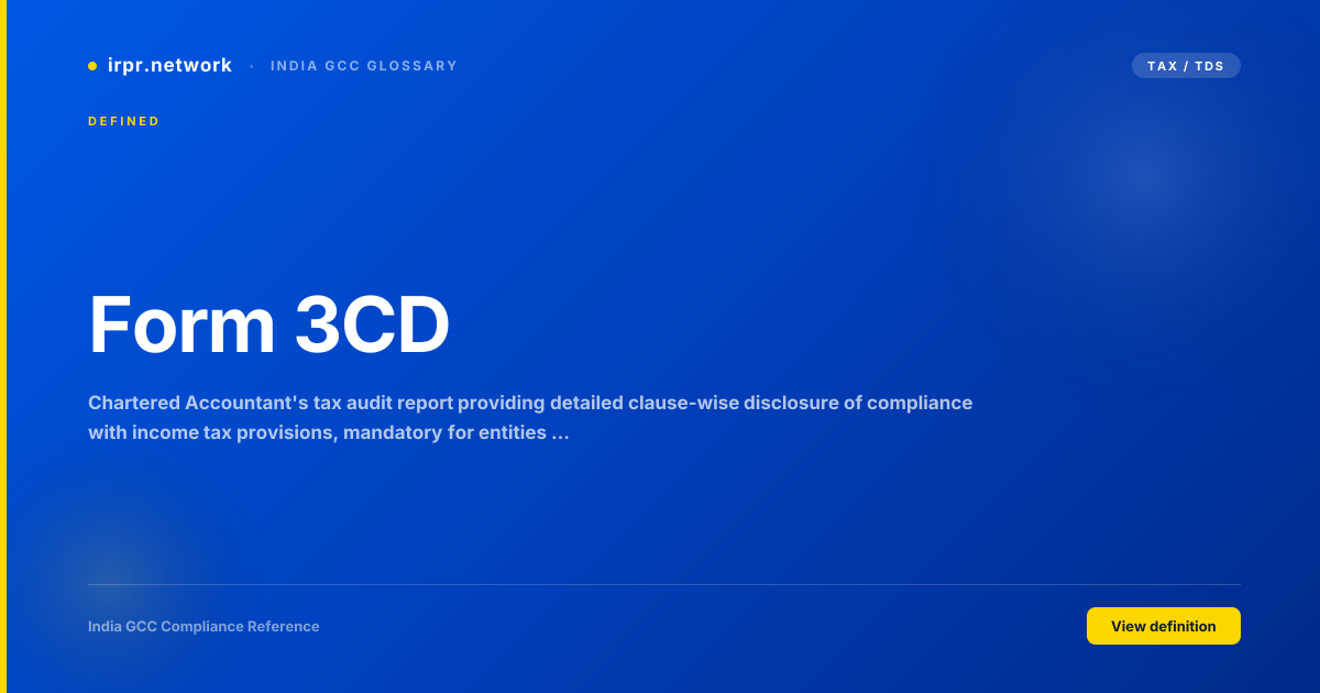 Form 3CD - India GCC compliance term