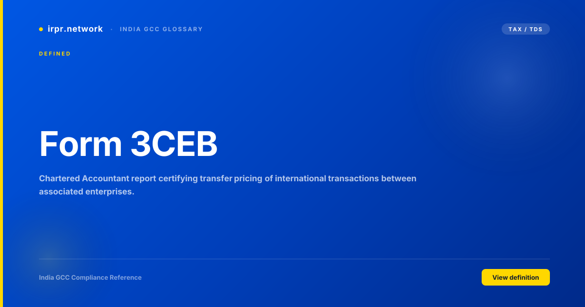 Form 3CEB - India GCC compliance term