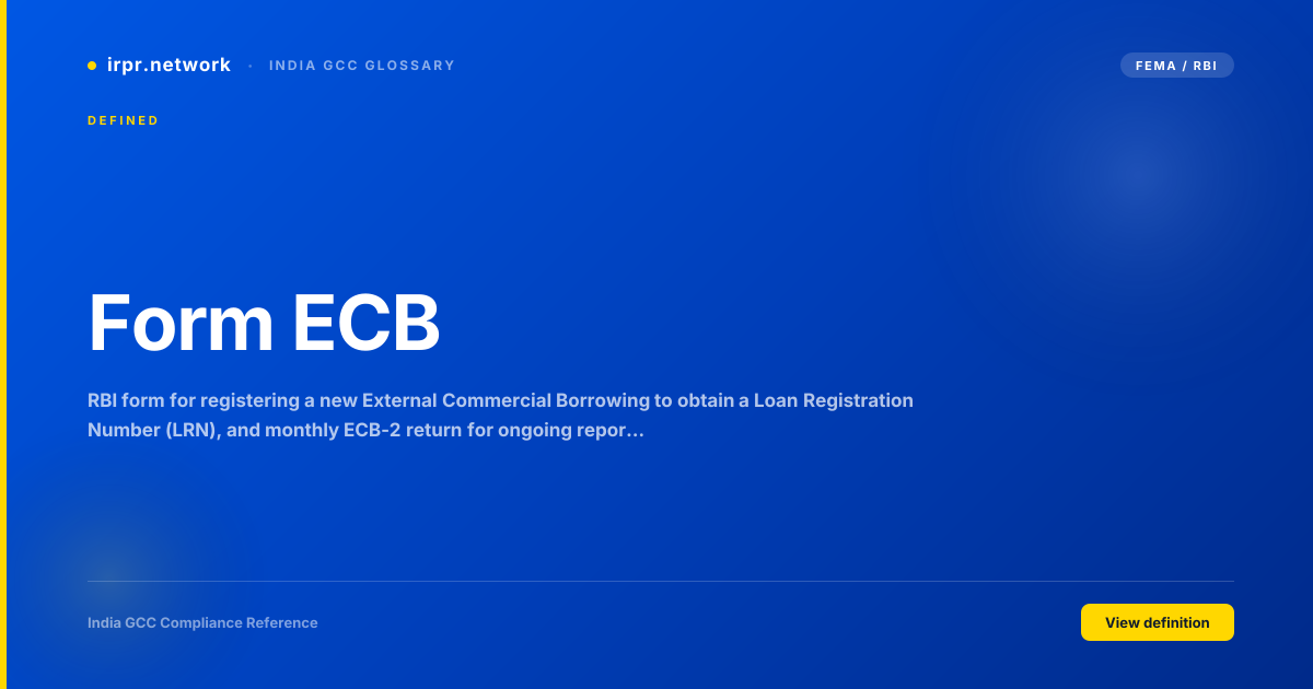 Form ECB - India GCC compliance term