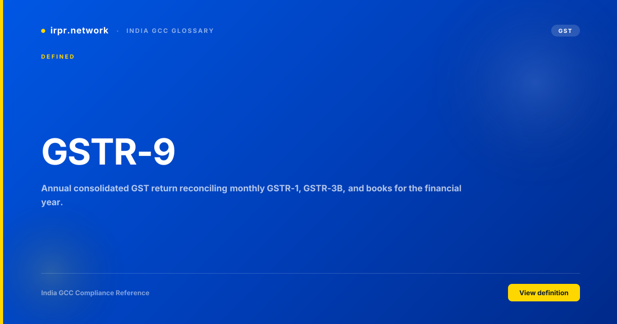 GSTR-9 - India GCC compliance term