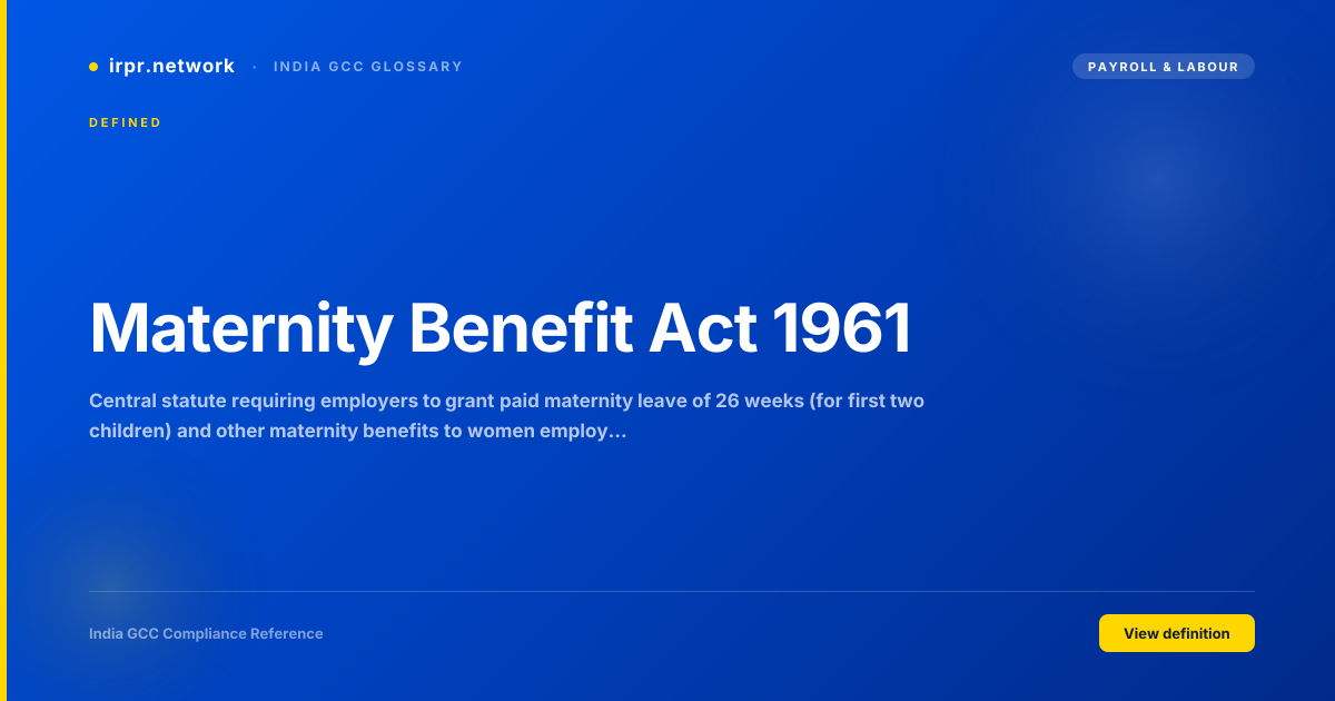 Maternity Benefit Act 1961 - India GCC compliance term