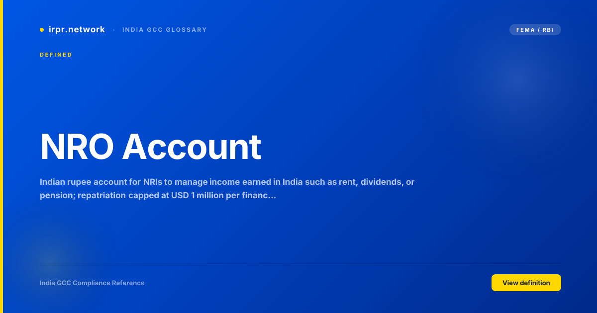NRO Account - India GCC compliance term