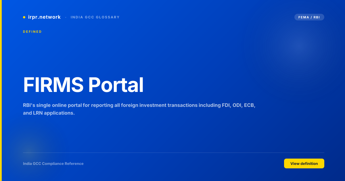 FIRMS Portal - India GCC compliance term