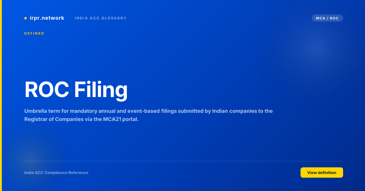 ROC Filing - India GCC compliance term