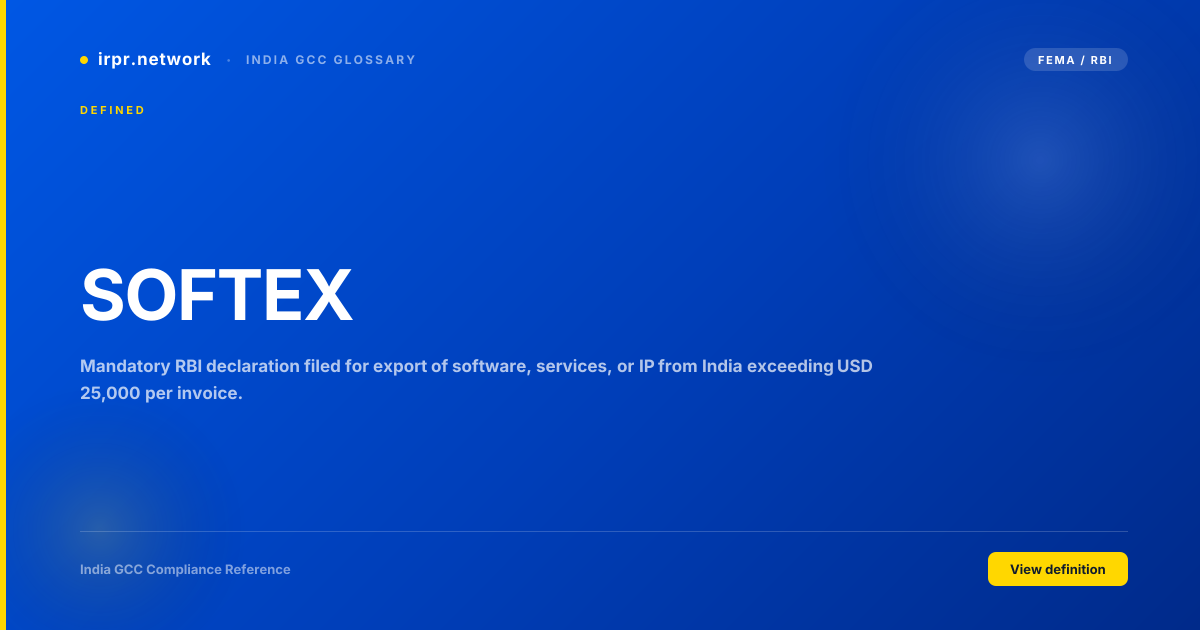 SOFTEX - India GCC compliance term