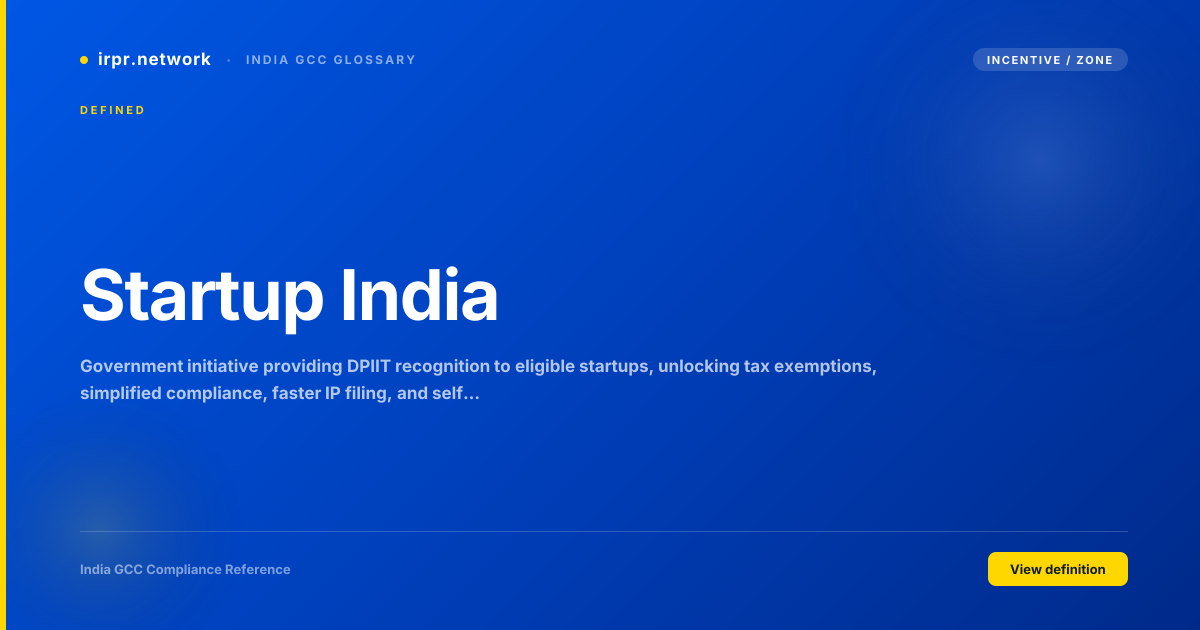 Startup India - India GCC compliance term