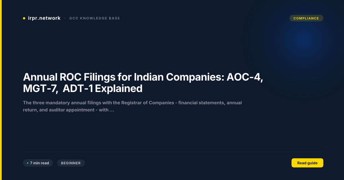 Annual ROC Filings for Indian Companies: AOC-4, MGT-7, ADT-1 Explained guide thumbnail