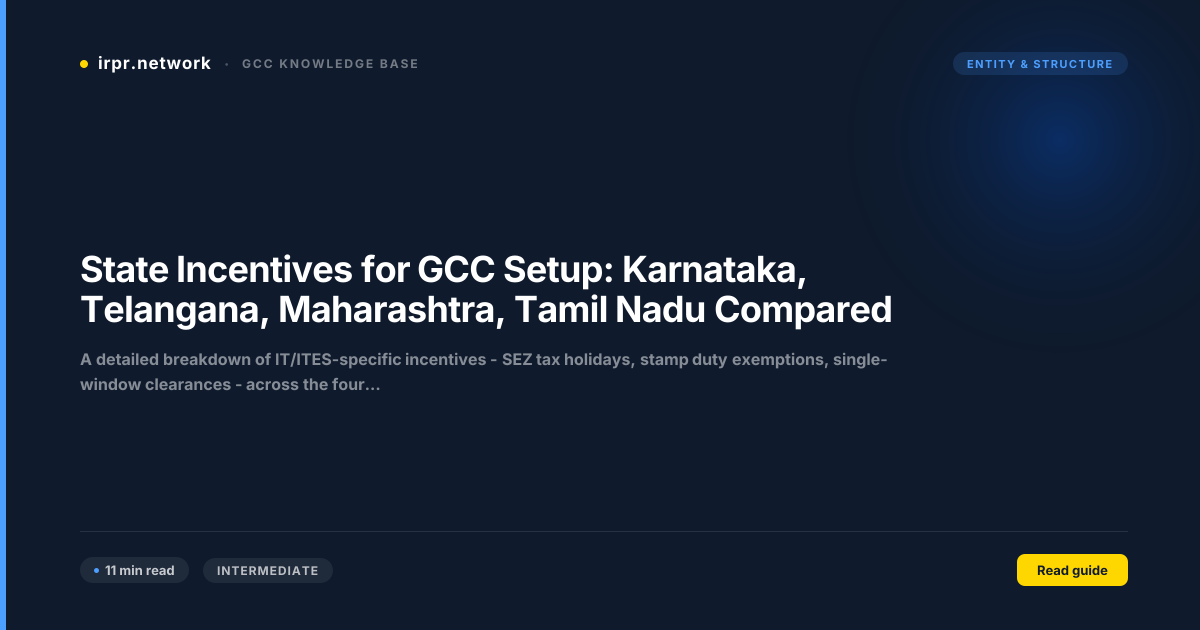 State Incentives for GCC Setup: Karnataka, Telangana, Maharashtra, Tamil Nadu Compared guide thumbnail
