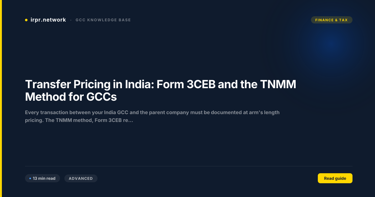 Transfer Pricing in India: Form 3CEB and the TNMM Method for GCCs guide thumbnail